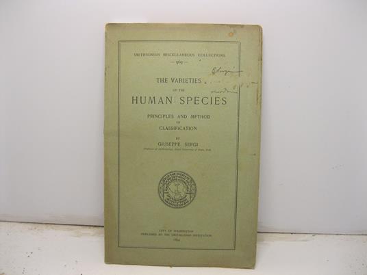 The varieties of the human species. Principles and method of classification - Giuseppe Sergi - copertina
