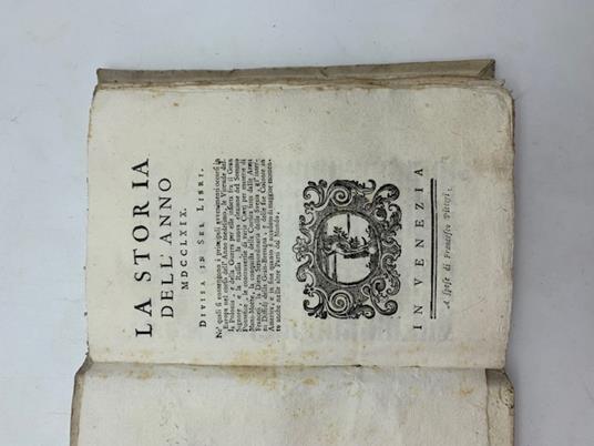 Storia dell'anno MDCCLXIX divisa in sei libri - copertina