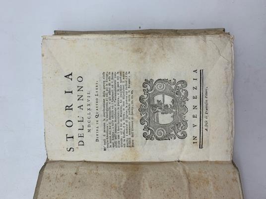 Storia dell'anno MDCCLXXVII divisa in quattro libri - copertina