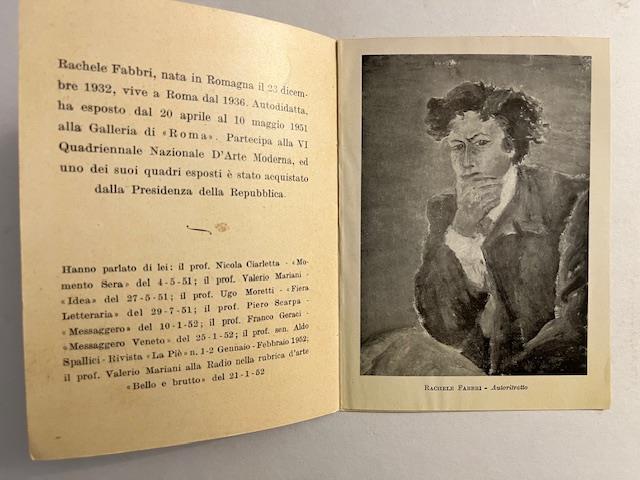 Mostra personale della pittrice Rachele Fabbri. Galleria S. Marco, Roma (pieghevole d'invito)
