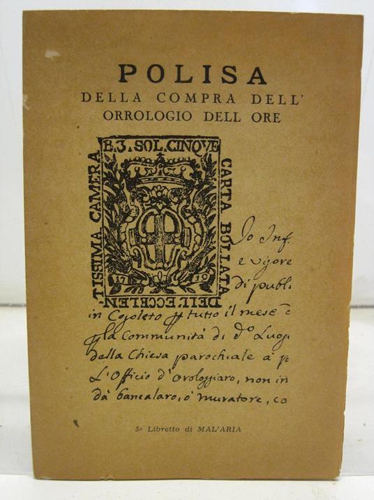 Polisa della compra dell'orrologio dell'ore 5 libretto di Mal'aria - copertina
