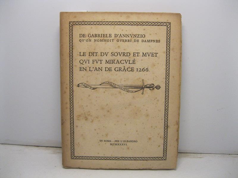 Le dit du sord et muet qui fut miracule'en l'an de grace 1296