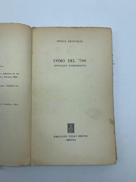 Uomo del '700 (Ippolito Pindemonte) - Enrico Emanuelli - copertina