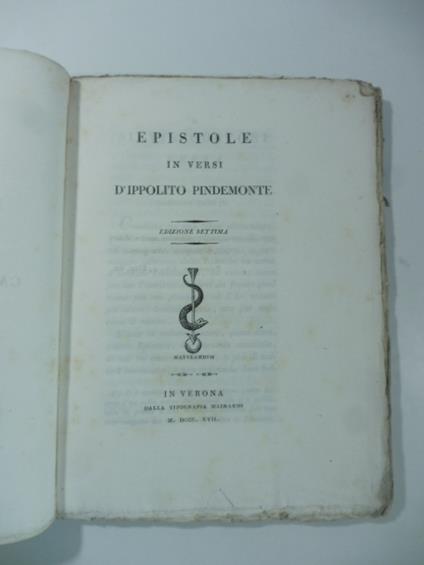 Epistole in versi. Edizione settima - Ippolito Pindemonte - copertina