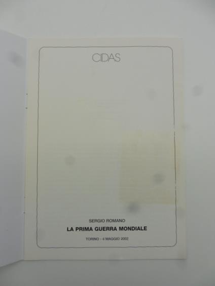 La prima guerra mondiale - Sergio Romano - copertina