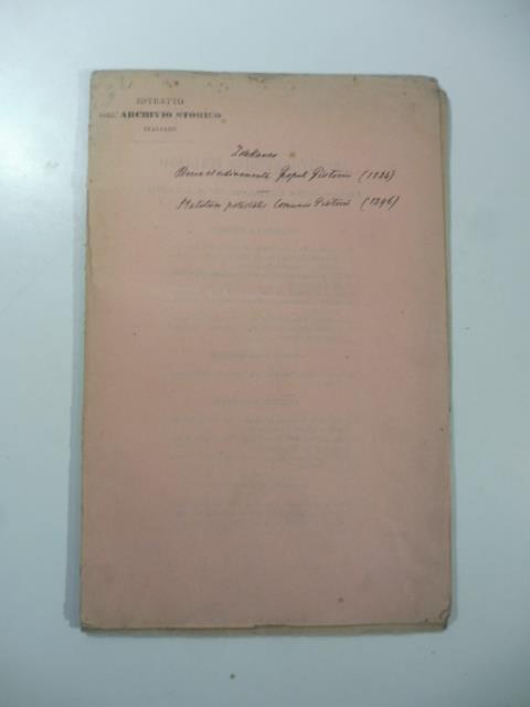 Rassegna bibliografica. Recensione all'opera Breve et Ordinamenta populi Pistorii..
