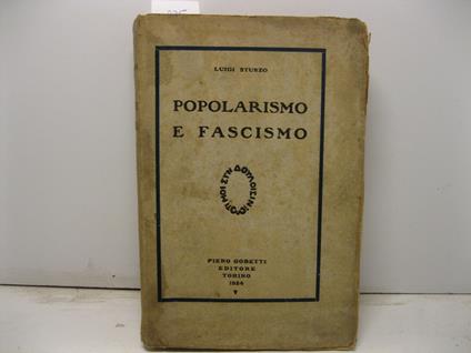 Popolarismo e fascismo - Luigi Sturzo - copertina