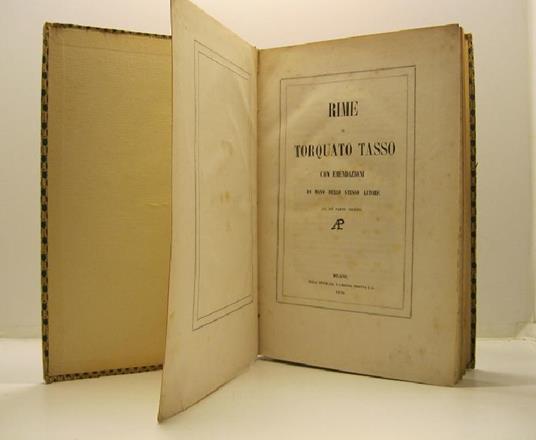 Rime di Torquato Tasso con emendazioni di mano dello stesso autore la piu' parte inedite - Torquato Tasso - copertina