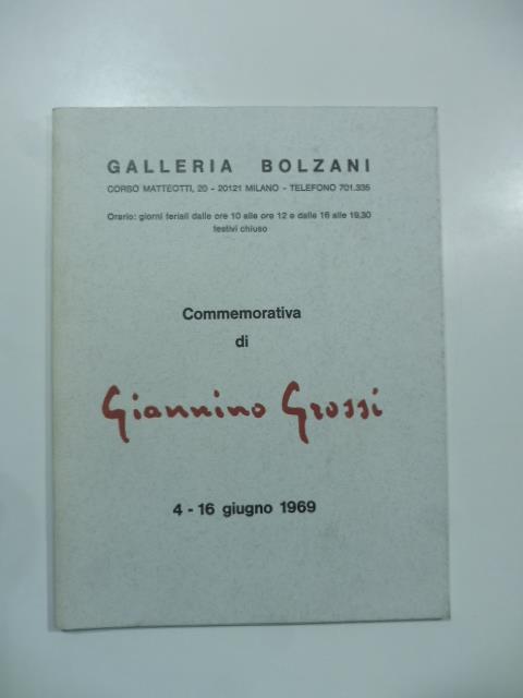 Galleria Bolzani, Milano. Commemorativa di Giannino Grossi
