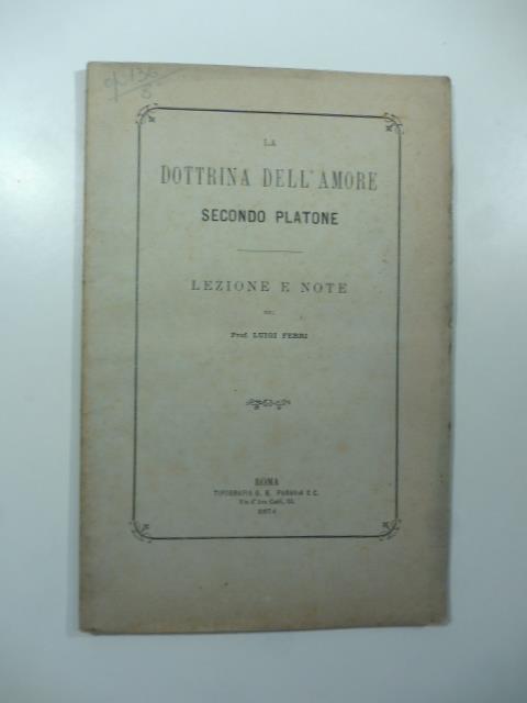 La dottrina dell'amore secondo Platone. Lezioni e note - Luigi Ferri - copertina