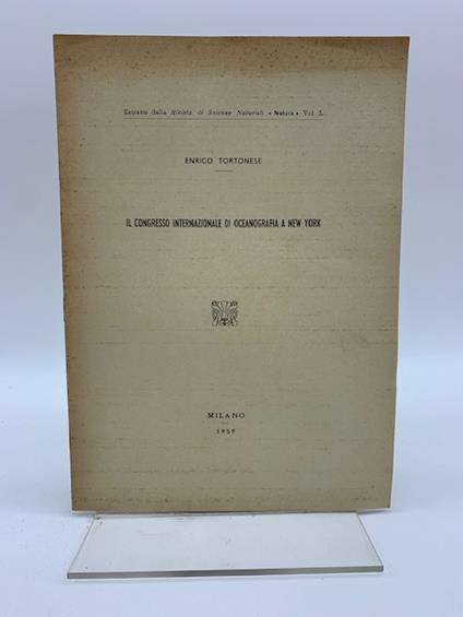 Il congresso internazionale di Oceanografia a New York - Enrico Tortonese - copertina