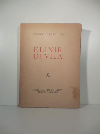 Elixir di vita - Corrado Pavolini - copertina