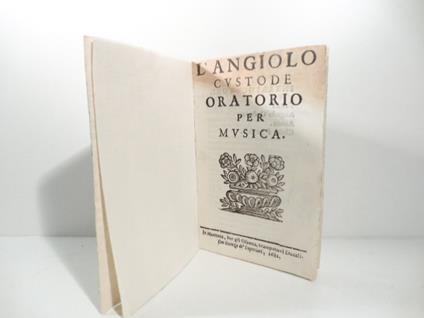L' angiolo custode. Oratorio per musica - copertina