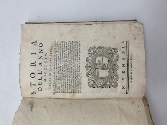 Storia dell'anno MDCCLXXV divisa in quattro libri - copertina