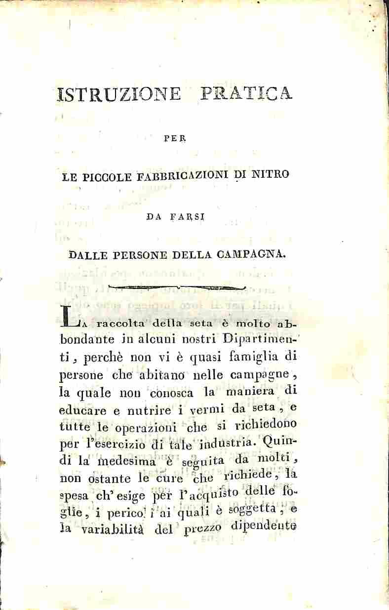 Istruzione pratica per le piccole fabbricazioni di nitro da farsi dalle persone della campagna