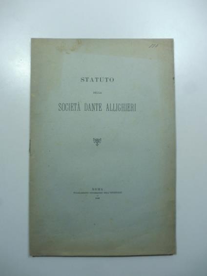 Statuto della Societa' Dante Allighieri - copertina