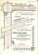 Gallieni & Vigano'. Fonderia di metalli industriale e artistica. Prezzo corrente (Catalogo commerciale)