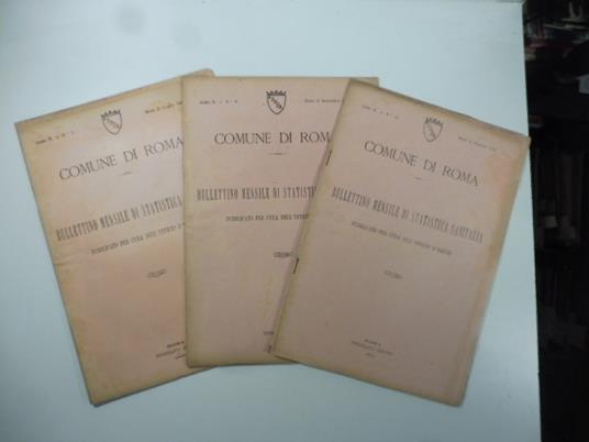 Comune di Roma. Bullettino mensile di statistica sanitaria, luglio, settembre, ottobre 1907 - copertina