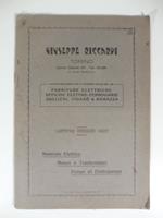 Giuseppe Riccardi, Torino. Materiale elettrico, motori e trasformatori, pompe ed elettropompe. Listino prezzi 1927