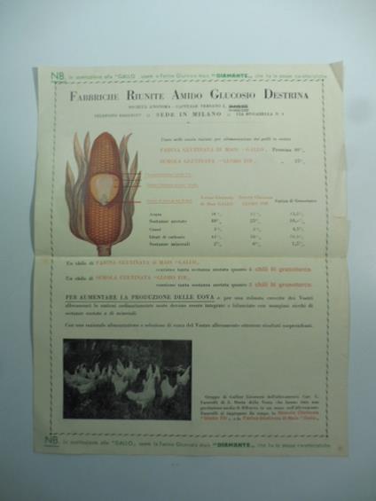 Fabbriche riunite Amido glucosio Destrina - foglio pubblicitario - copertina