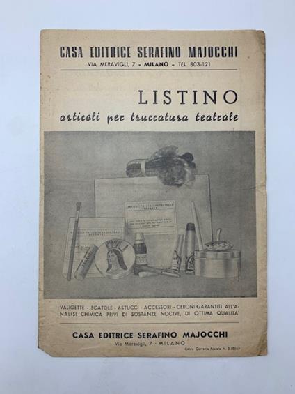 Casa editrice Serafino Majocchi. Listino articoli per truccatura teatrale - copertina