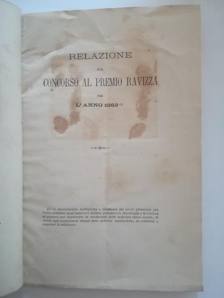 Relazione sul Concorso al Premio Ravizza per l'anno 1882 - Cesare Cantù - copertina