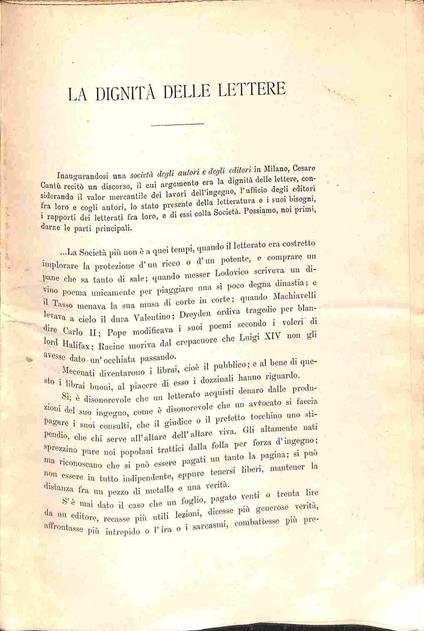 La dignita' delle lettere - Cesare Cantù - copertina