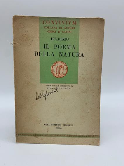 Il poema della natura - Tito Lucrezio Caro - copertina