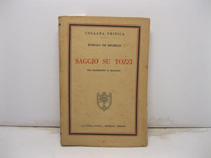 Saggio su Tozzi. Dal frammento al romanzo - Eurialo De Michelis - copertina