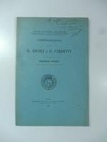 Commemorazione dei soci G. Ascoli e G. Carducci