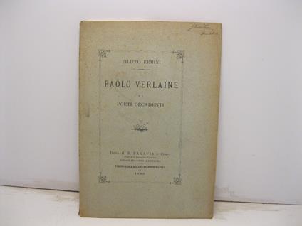 Paolo Verlaine e i poeti decadenti - Filippo Ermini - copertina