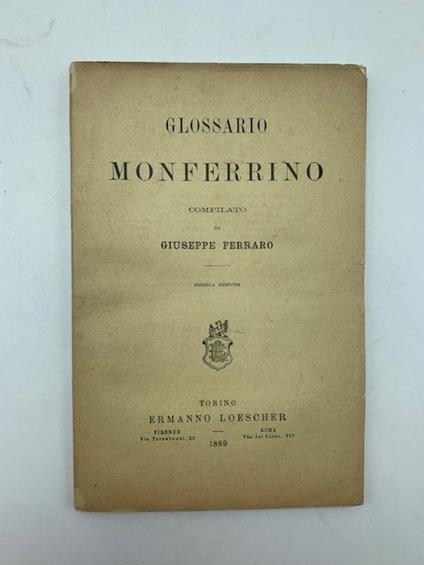 Glossario monferrino. Seconda edizione - Giuseppe Ferraro - copertina