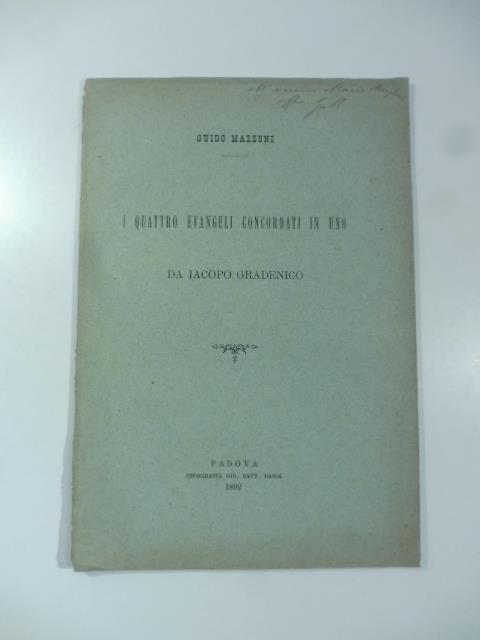 I quattro Evangeli concordati in uno da Iacopo Gradenico - Guido Mazzoni - copertina