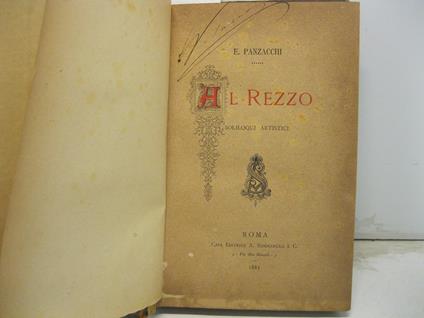 Al Rezzo. Soliloqui artistici - Enrico Panzacchi - copertina