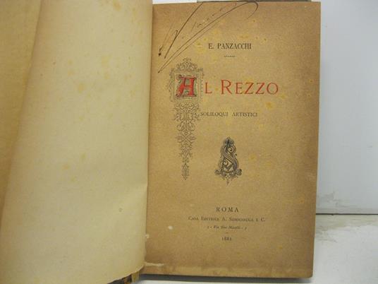 Al Rezzo. Soliloqui artistici - Enrico Panzacchi - copertina