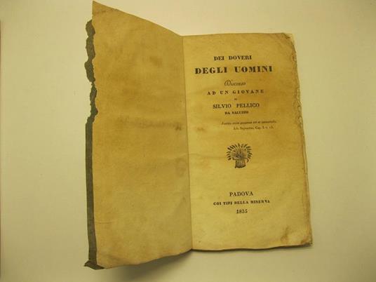 Dei doveri degli uomini. Discorso ad un giovane di Silvio Pellico da Saluzzo - Silvio Pellico - copertina
