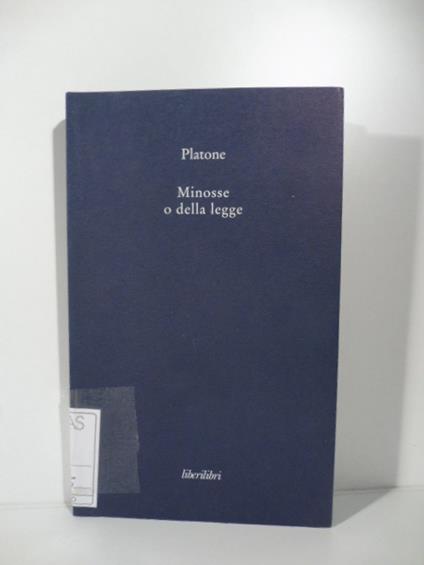 Minosse o della legge - Platone - copertina