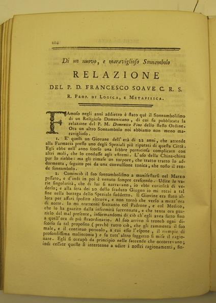 Di un nuovo e maraviglioso sonnambulo LEG. CON Riflessioni... intorno al nuovo e maraviglioso sonnambolo descritto nella III parte di questo tomo - Francesco Soave - copertina