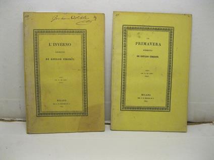 L' inverno. Poemetto. SEGUE: IDEM - La primavera. Poemetto - Giulio Uberti - copertina