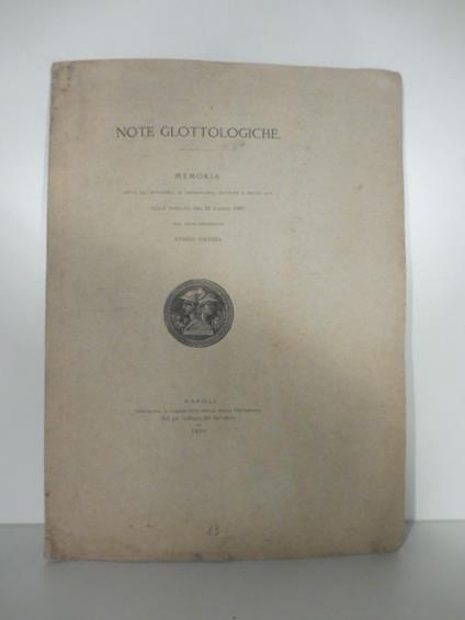 Note glottologiche. Memoria letta all'Accademia di Archeologia, Lettere e Belle Arti - Enrico Cocchia - copertina