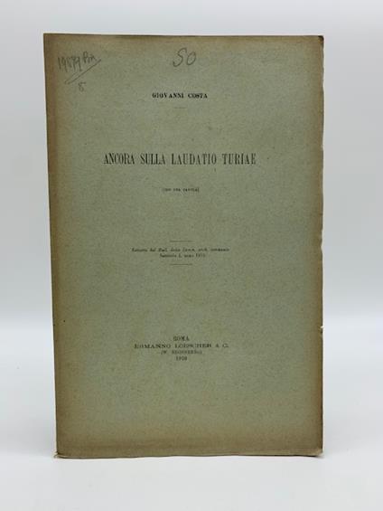 Ancora sulla Laudatio Turiae (con una tavola) - Giovanni Costa - copertina