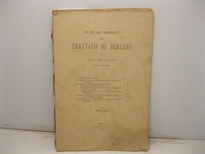 Un po' di commenti sul trattato di Berlino - Stefano Jacini - copertina