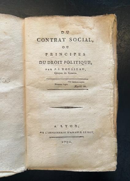 Du contrat social ou principes du droit politique - Jean-Jacques Rousseau - copertina