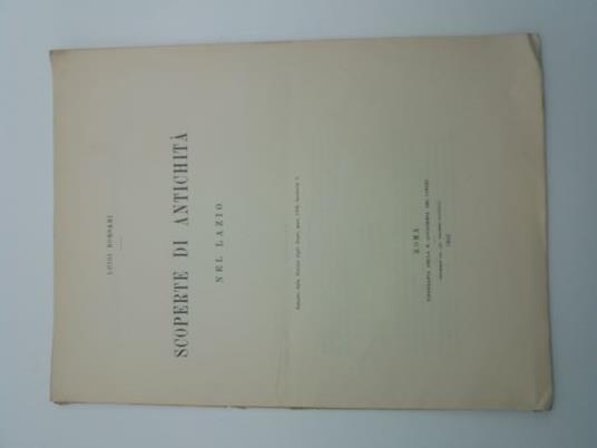 Scoperte di antichita' nel Lazio - Luigi Borsari - copertina