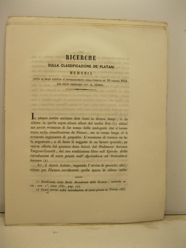 Ricerche sulla classificazione de' platani. Memoria letta al Reale Istituto d'incoraggiamento..