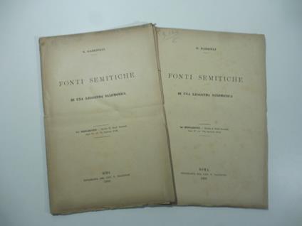 Fonti semitiche di una leggenda salomonica - Giuseppe Gabrieli - copertina