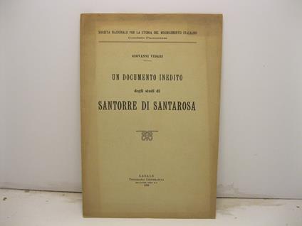 Un documento inedito degli studi di Santorre di Santarosa - Giovanni Vidari - copertina