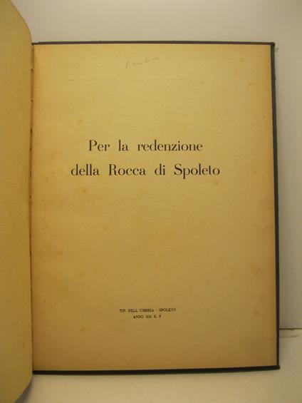 Per la redenzione della Rocca di Spoleto - Carlo Bandini - copertina