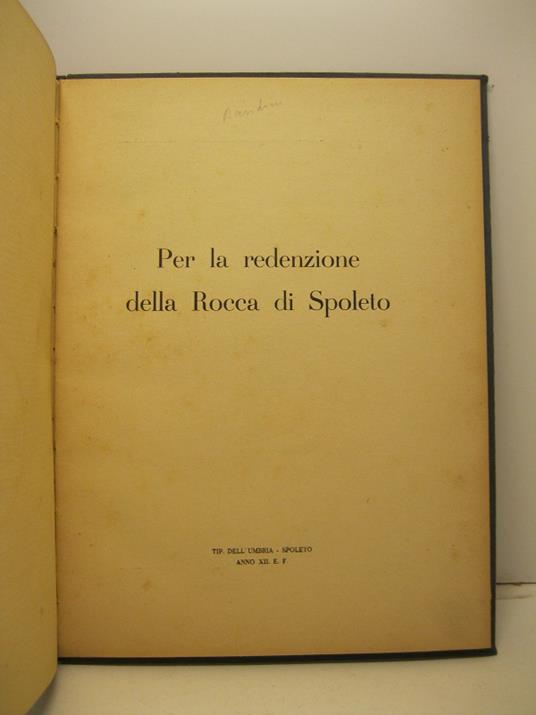 Per la redenzione della Rocca di Spoleto - Carlo Bandini - copertina