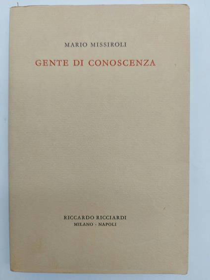 Gente di conoscenza - Mario Missiroli - copertina